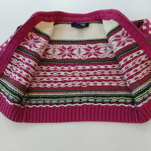 Fair Isle Lands' End Zippered Cotton Snowflake Cardigan 6-12M - Picture 5 of 8